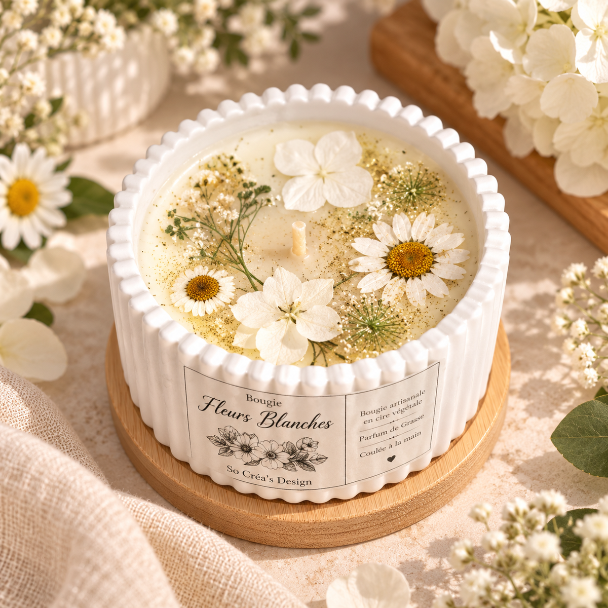 Bougie parfumée aux fleurs séchées