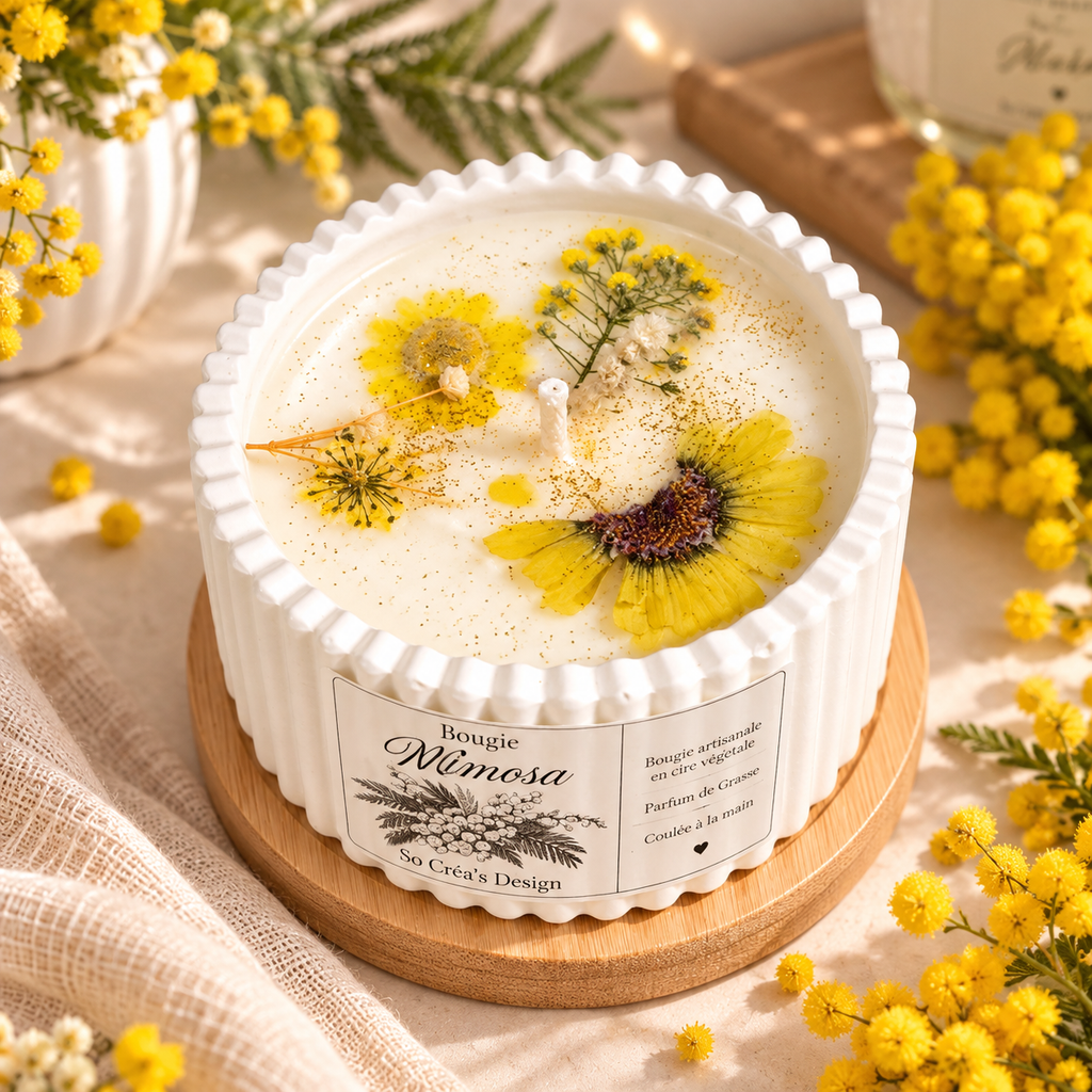 Bougie parfumée aux fleurs séchées