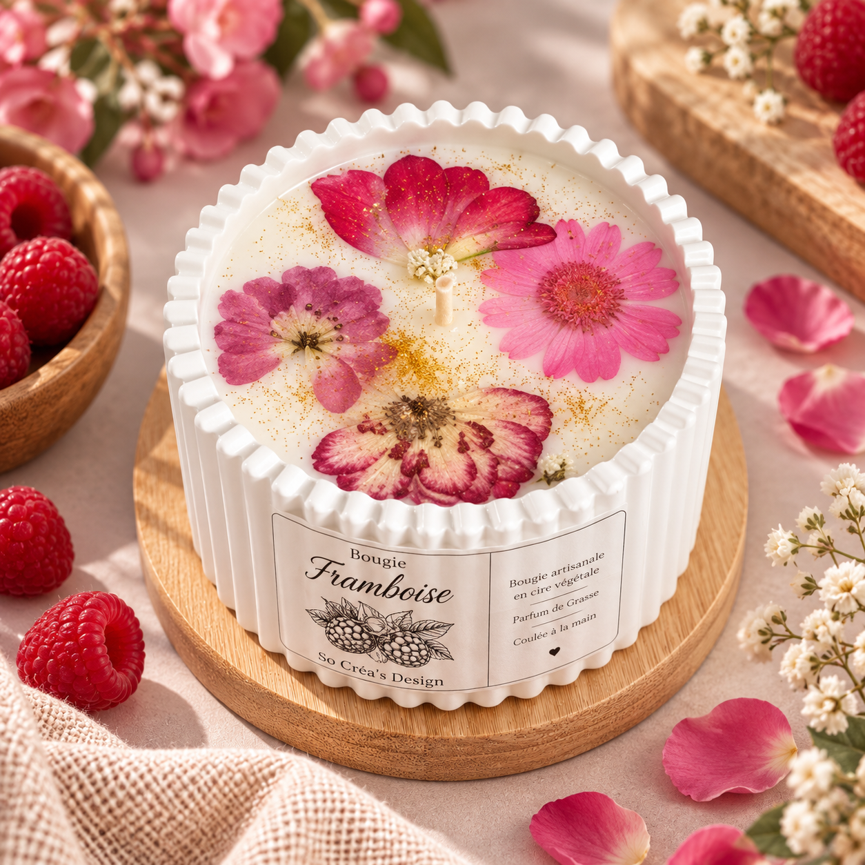 Bougie parfumée aux fleurs séchées