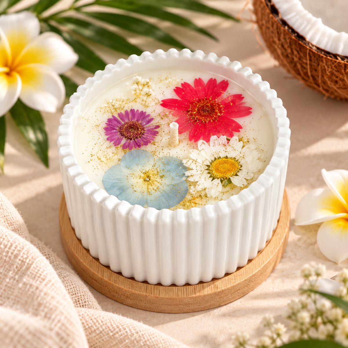 Bougie parfumée aux fleurs séchées