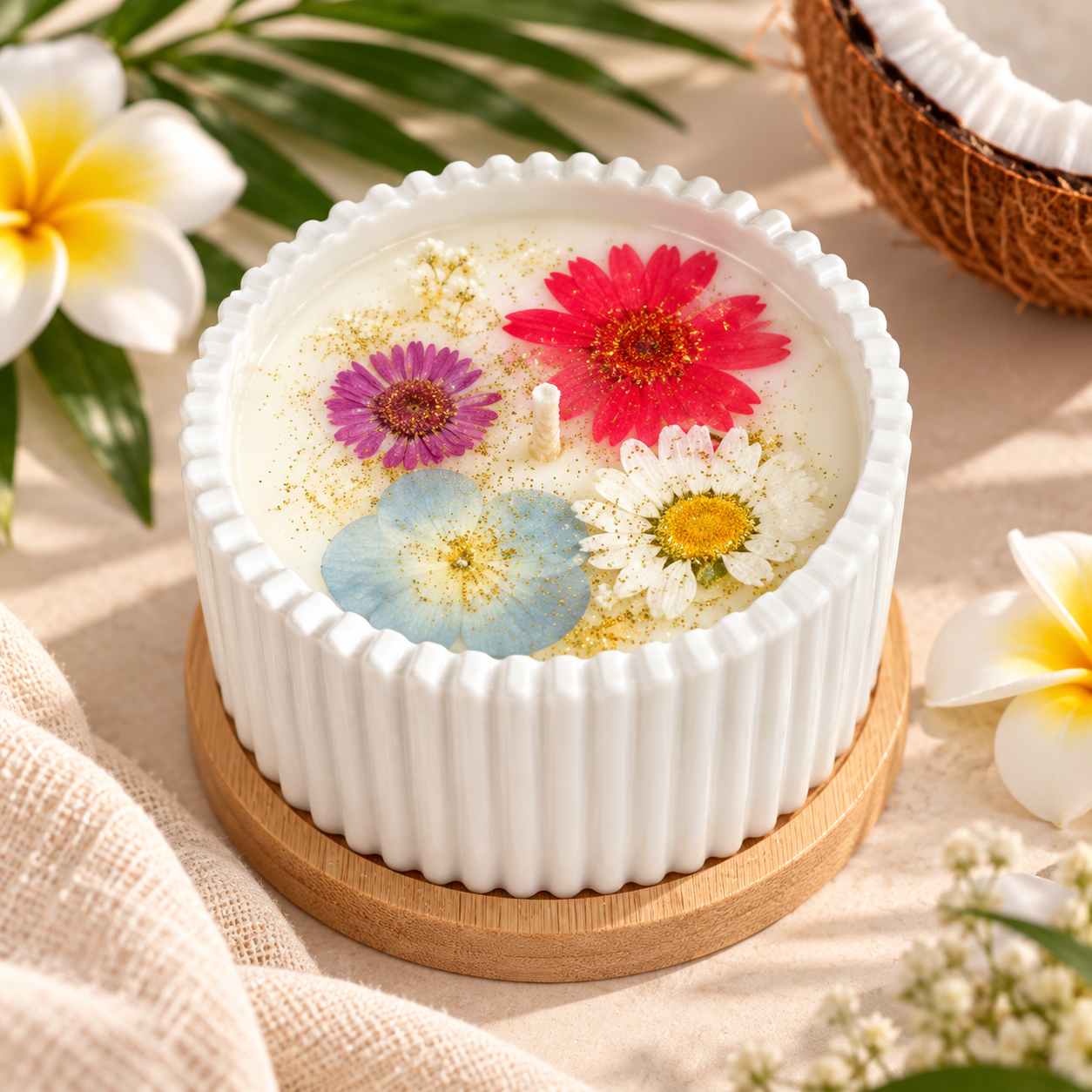 Bougie parfumée aux fleurs séchées